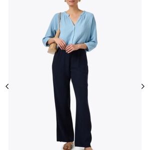 HONORINE Chloe Turquoise Blue Cotton Gauze Shirt